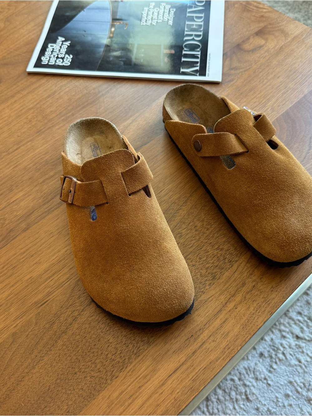 Birkenstock Boston Soft Foodbed Suede Leather Clogs Mink – Size 38 / US 7